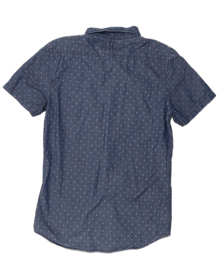 MOSSIMO Herren Kurzarm-Jeanshemd XS Blau gepunktet