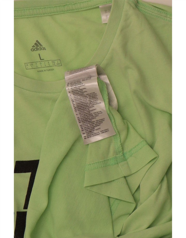 ADIDAS Herren Grafik T-Shirt Top Große grüne Baumwolle