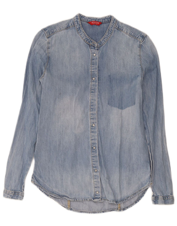 Guess Herren-Jeanshemd mit entspannter Passform, UK 4 XS, blaue Baumwolle