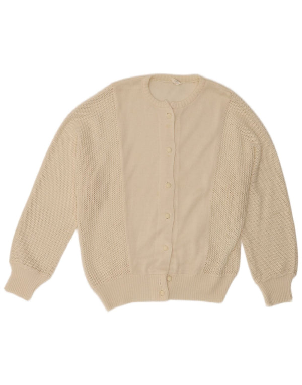 Vintage Damen Strickjacke IT 46 Large Off White Polyacryl