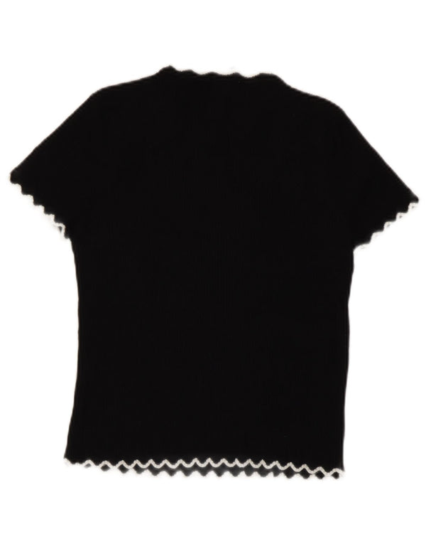 Zara Damen Crop T-Shirt Top UK 10 Small Schwarz Viskose