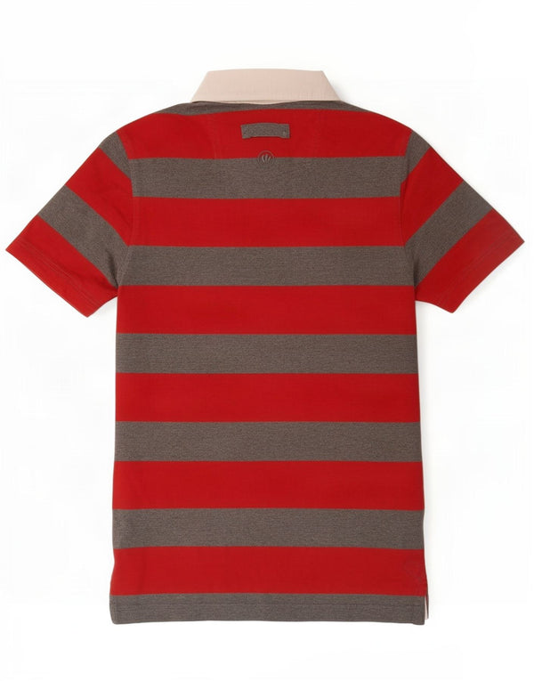 Fat Face Herren Rugby-Poloshirt XS, rot gestreift, Baumwolle