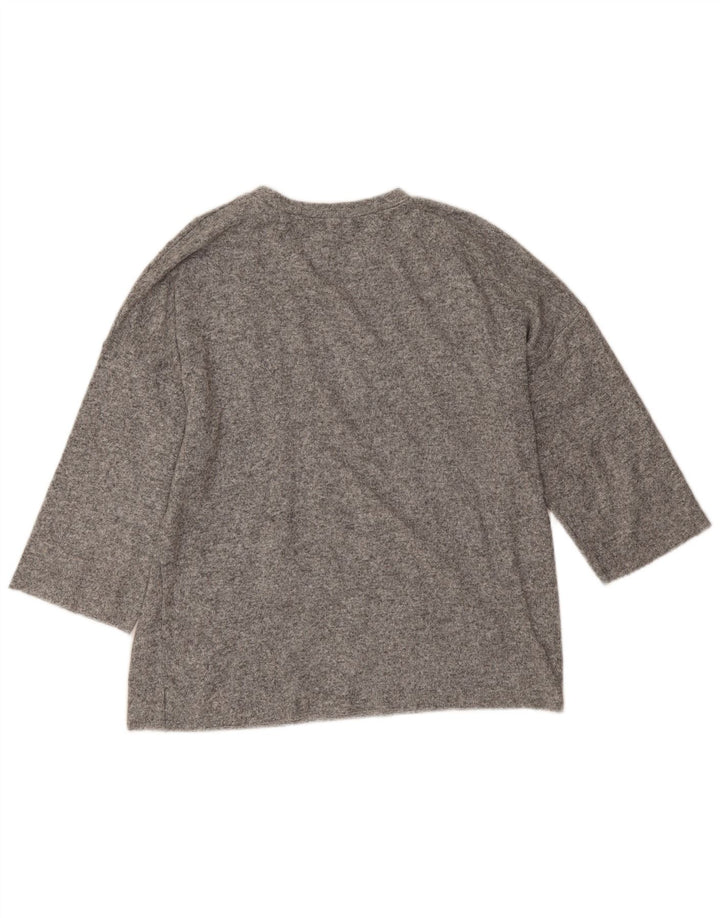 Zara Damen-Pullover, übergroß, Rundhalsausschnitt, Gr. 14, Mittelgrau