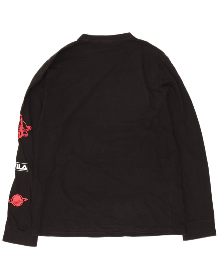 Fila Herren-Grafik-Oberteil, langärmelig, mittelschwarz, Baumwolle