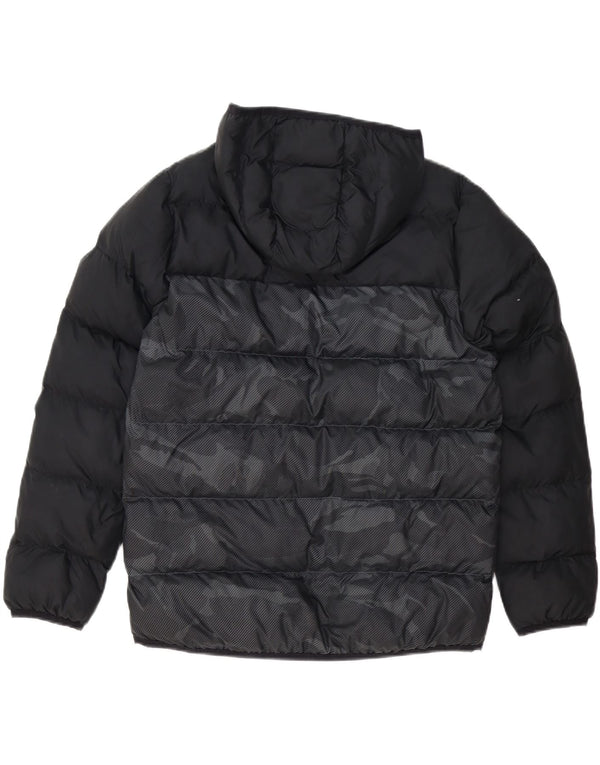 Adidas Jungen gepolsterte Jacke mit Kapuze, 13–14 Jahre, schwarzes Camouflage-Polyester