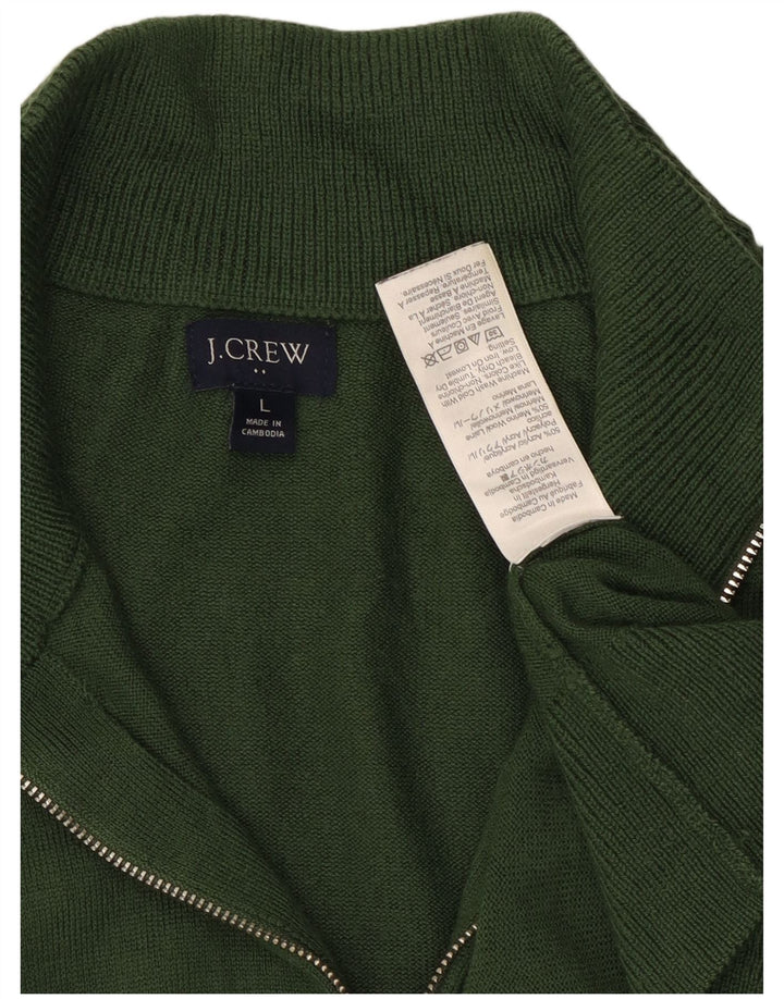 J. Crew Herren-Pullover mit Reißverschluss am Hals, großes grünes Acryl