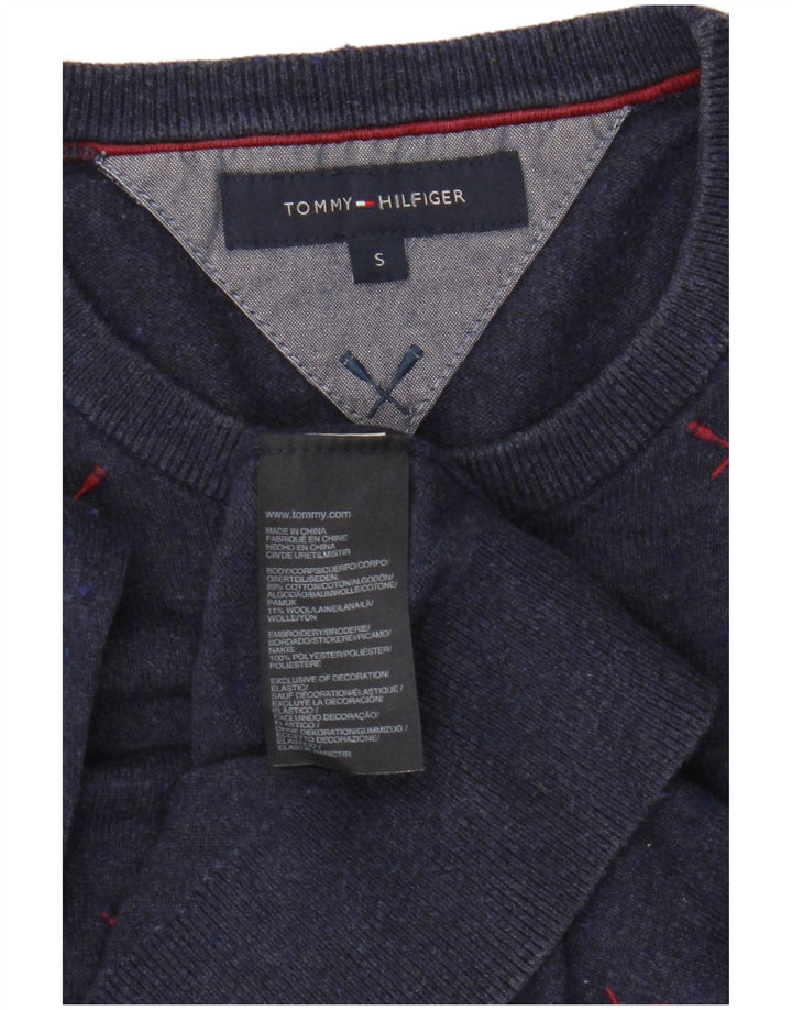 Tommy Hilfiger Herren-Pullover mit Rundhalsausschnitt, Größe S, Marineblau, Polyester