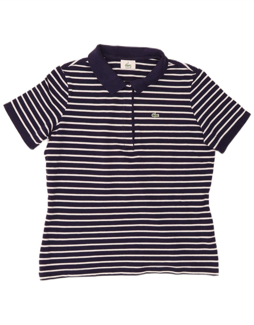 Lacoste Damen Poloshirt Größe 46 XL Marineblau gestreift