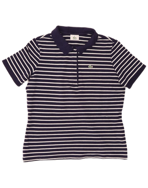 Lacoste Damen Poloshirt Größe 46 XL Marineblau gestreift