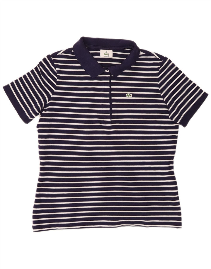 Lacoste Damen Poloshirt Größe 46 XL Marineblau gestreift