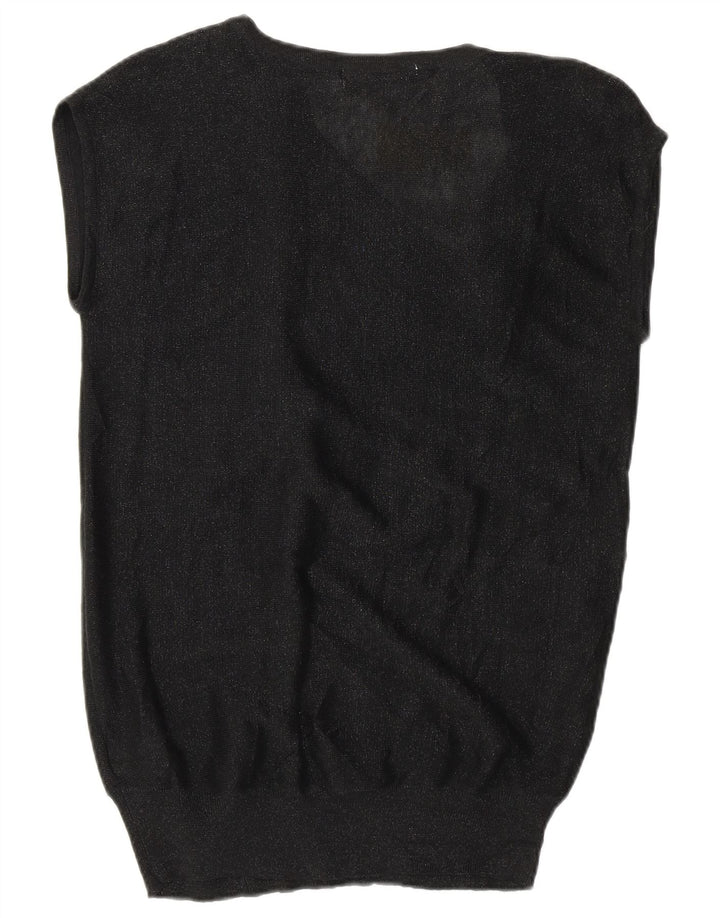 Michael Kors Damen ärmelloses Blusenoberteil UK 10 Small Schwarze Baumwolle