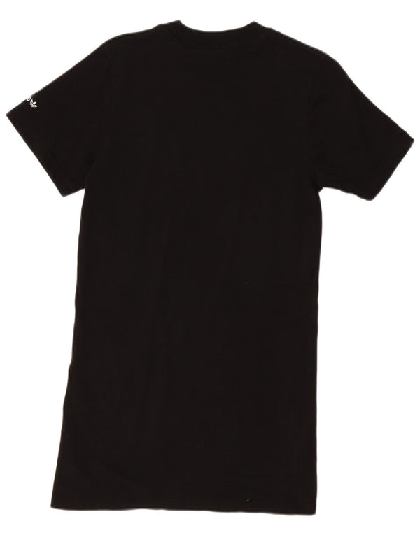 Adidas Damen Grafik T-Shirt Kleid UK 6 XS Schwarz Baumwolle