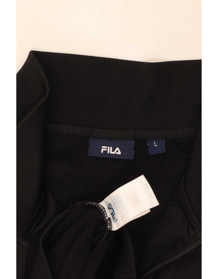 Fila Herren-Trainingsanzug-Top-Jacke, großes schwarzes Farbblock-Polyester