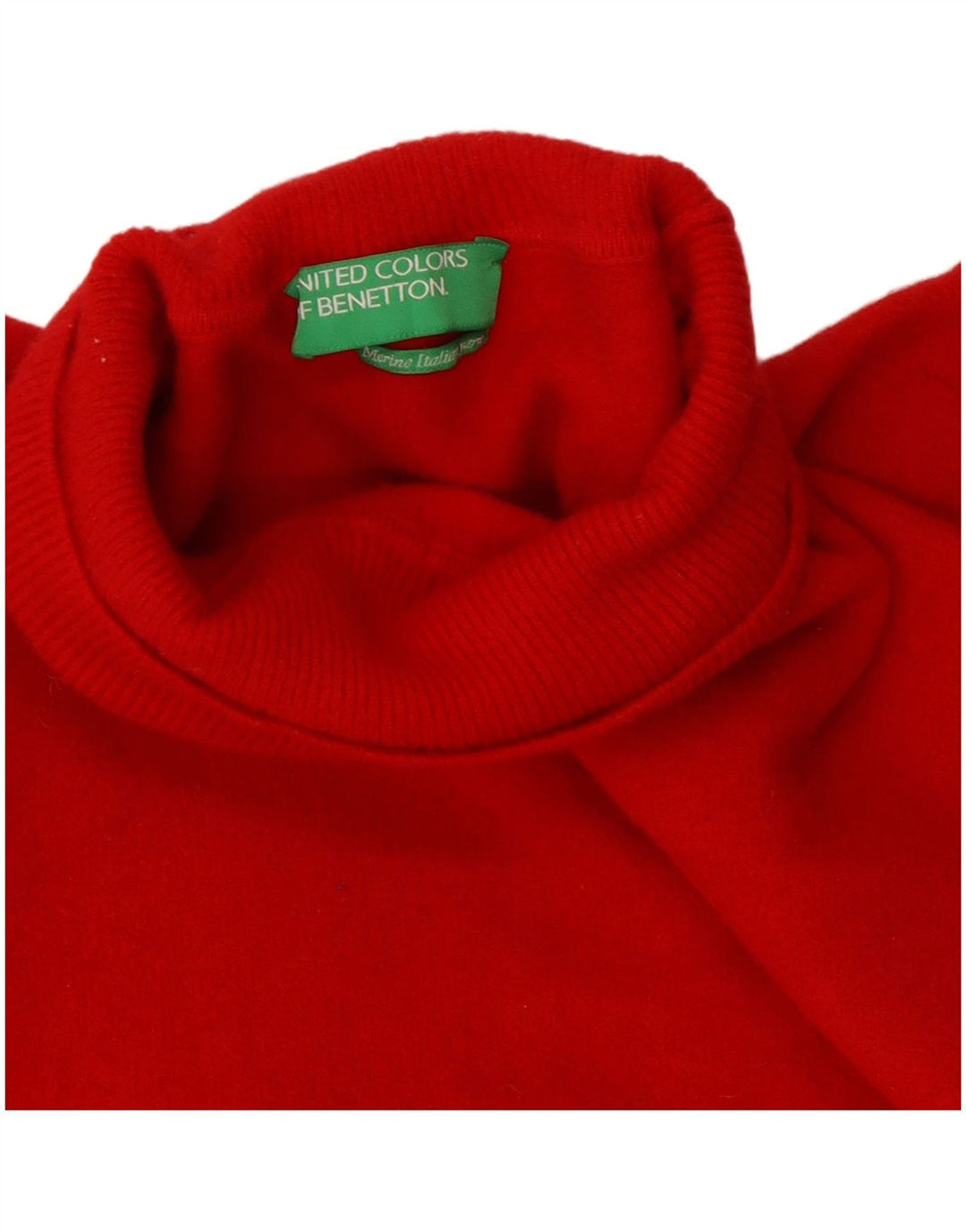 Benetton Womens Crop Rollkragenpullover Pullover UK 10 Small Rot