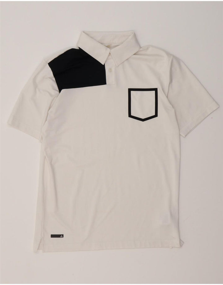 ADIDAS Mens Polo Shirt Small White Colourblock Polyester
