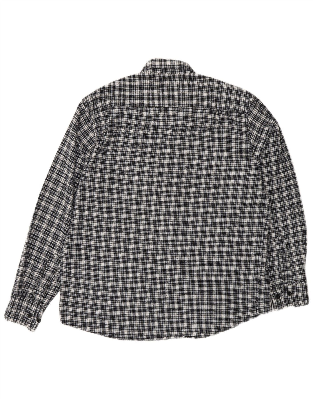 Vintage Herren Flanellhemd Größe 42 Große marineblau karierte Baumwolle