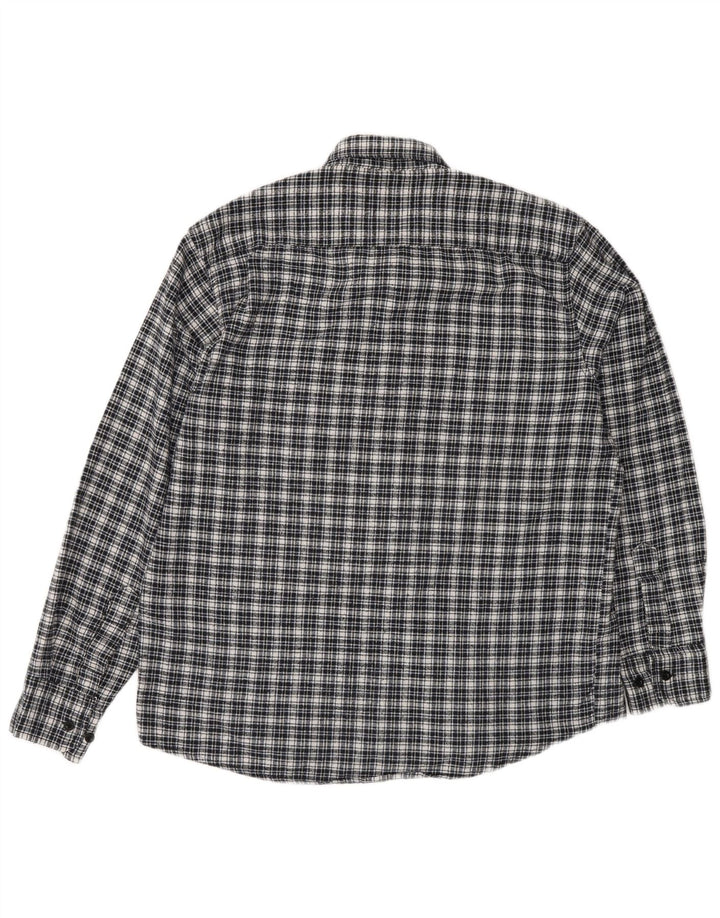 Vintage Herren Flanellhemd Größe 42 Große marineblau karierte Baumwolle