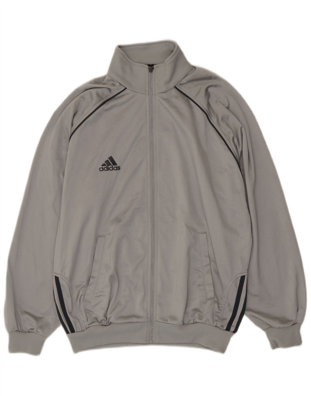 Adidas Herren Loose Fit Trainingsanzug Top Jacke UK 40/42 Mittelgraues Polyester