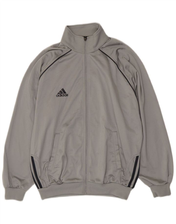 Adidas Herren Loose Fit Trainingsanzug Top Jacke UK 40/42 Mittelgraues Polyester