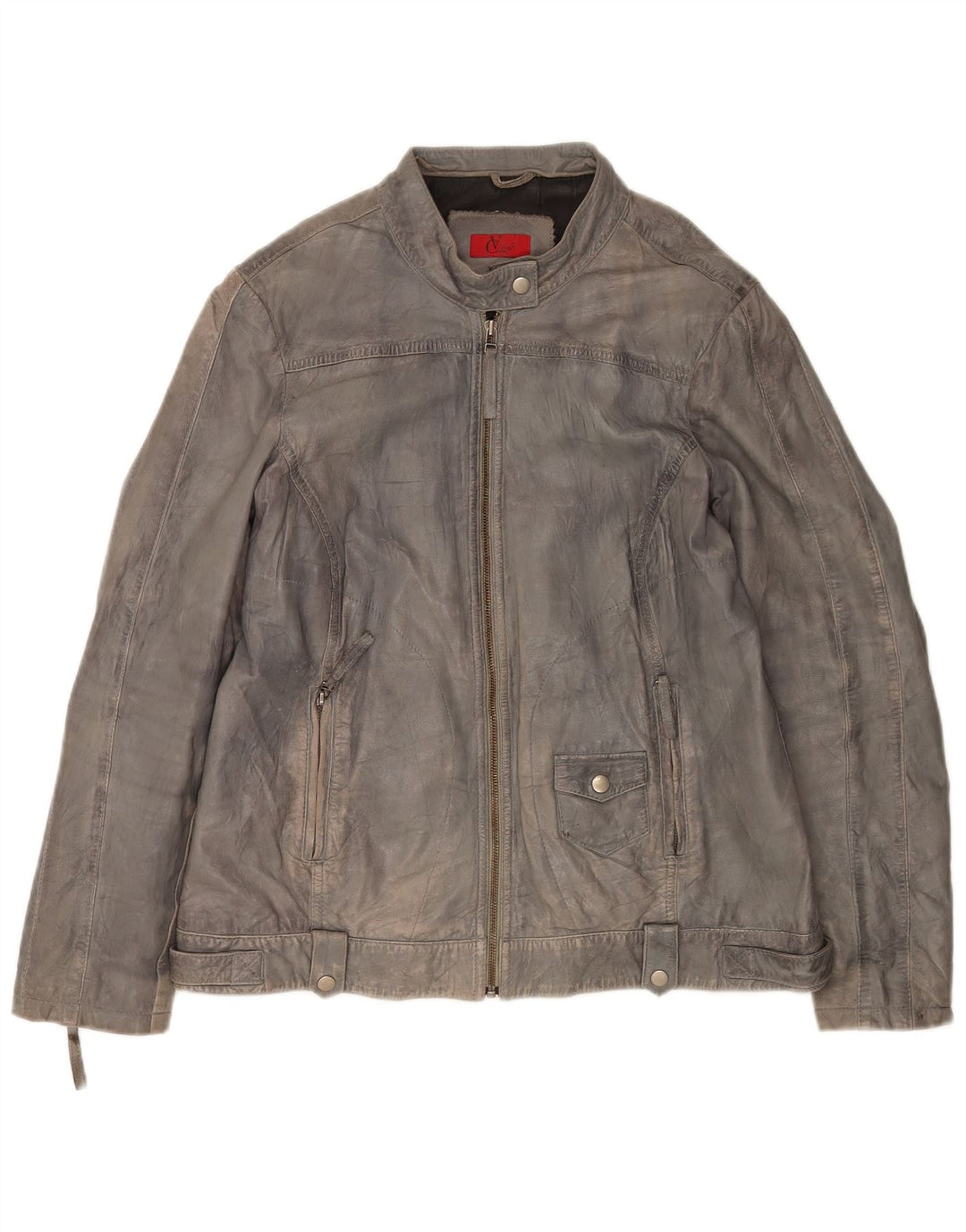 Vivien Caron Damen Lederjacke UK 20 2XL Graues Leder