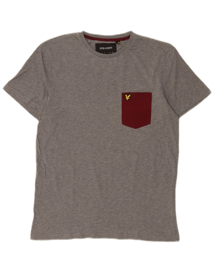 Lyle & Scott Herren T-Shirt Top Small Grau Colourblock Baumwolle