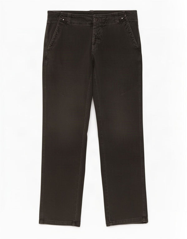 Trussardi Mens Straight Chino Trousers W34 L34 Khaki Cotton