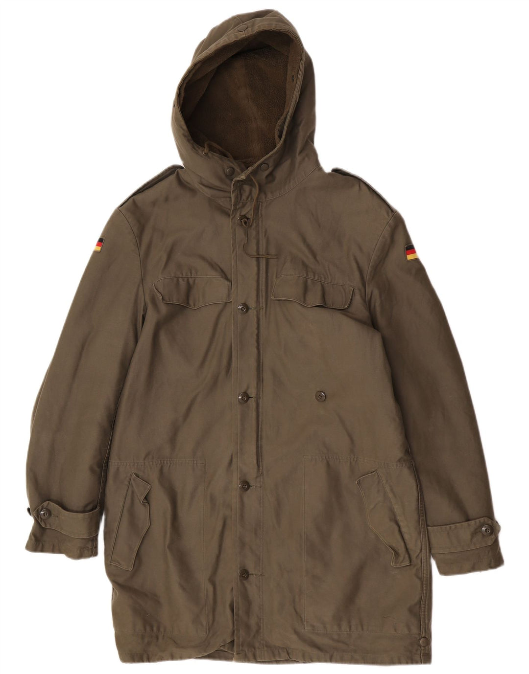 Vintage Herren Kapuzen Sherpa Parka Jacke UK 38 Medium Khaki