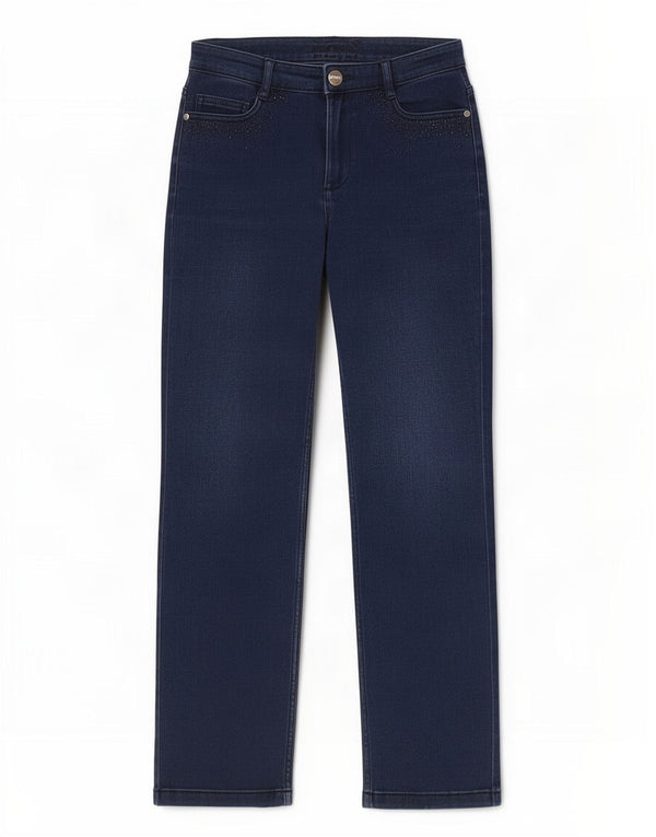 Marks & Spencer Damen Straight Jeans UK 10 Small W28 L27 Marineblau Baumwolle