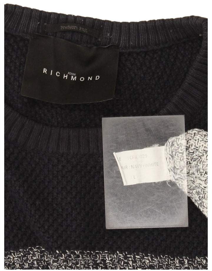Richmond Herren-Pullover mit Rundhalsausschnitt, groß, mehrfarbig, gestreift, Baumwolle