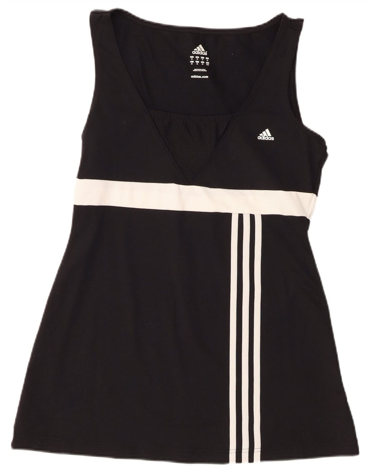 Adidas Damen Climalite Weste Top UK 14 Medium Schwarz Colourblock Polyester