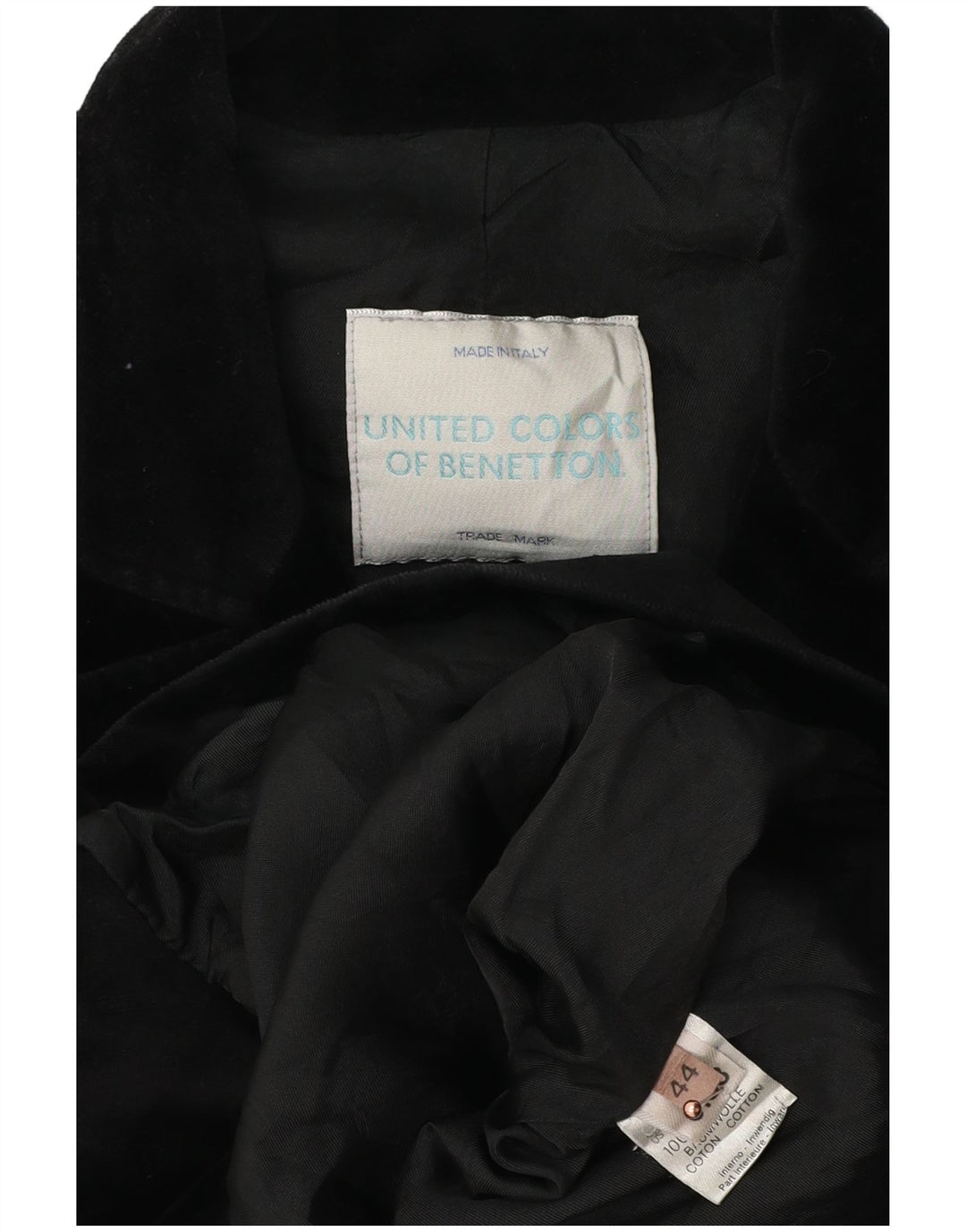 BENETTON Damen Samt-Zweireiher-Blazer IT 44 Mittelschwarz