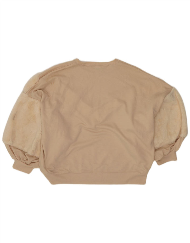 Zara Damen Crop Oversized Sweatshirt Pullover UK 10 Small Off White
