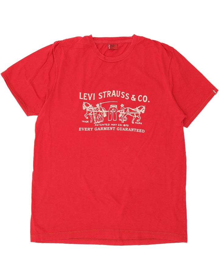 LEVI'S Mens Graphic T-Shirt Top XL Red Cotton Vintage Levi's and Second-Hand Levi's from Messina Hembry 