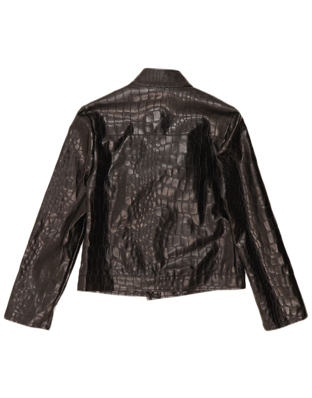 Vintage Damen Bomberjacke UK 14 Großer schwarzer Tierdruck