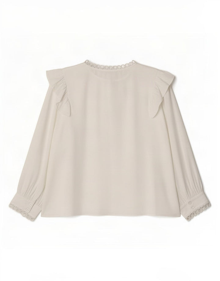 Zara Damen-Blusenoberteil mit 3/4-Ärmeln, UK-Größe 44, Größe L, Weiß, Polyester