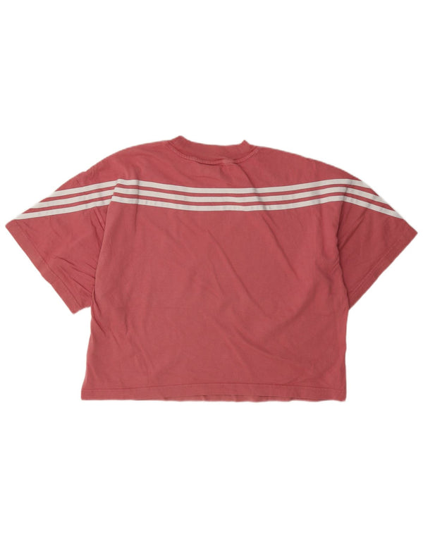 Adidas Damen Crop T-Shirt Top UK 16/18 Large Rosa Baumwolle