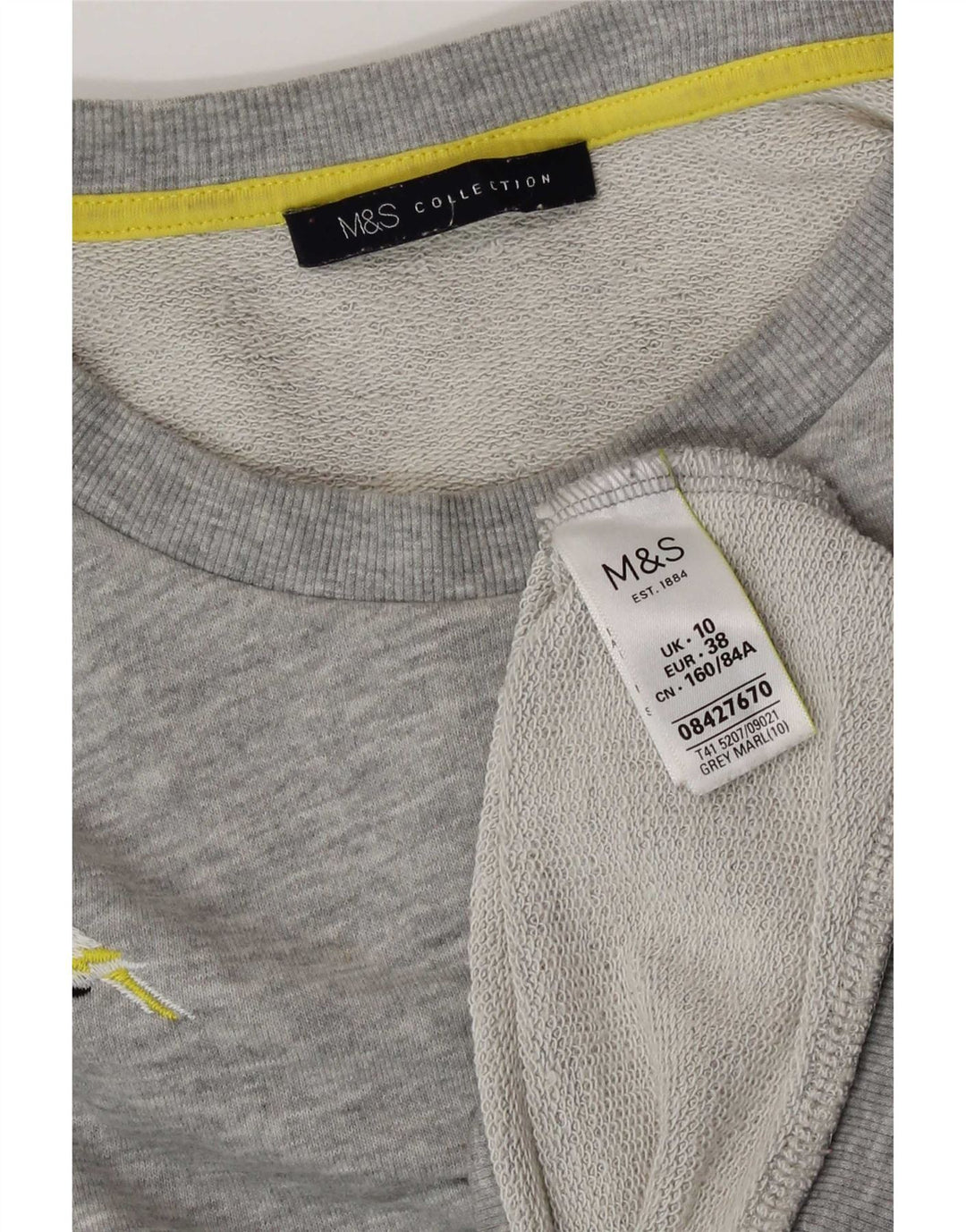 Marks & Spencer Damen-Sweatshirt mit Grafik, UK 10, Größe S, Grau, Polyester