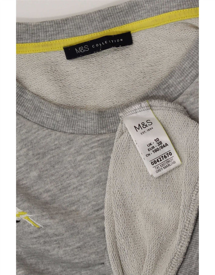 Marks & Spencer Damen-Sweatshirt mit Grafik, UK 10, Größe S, Grau, Polyester