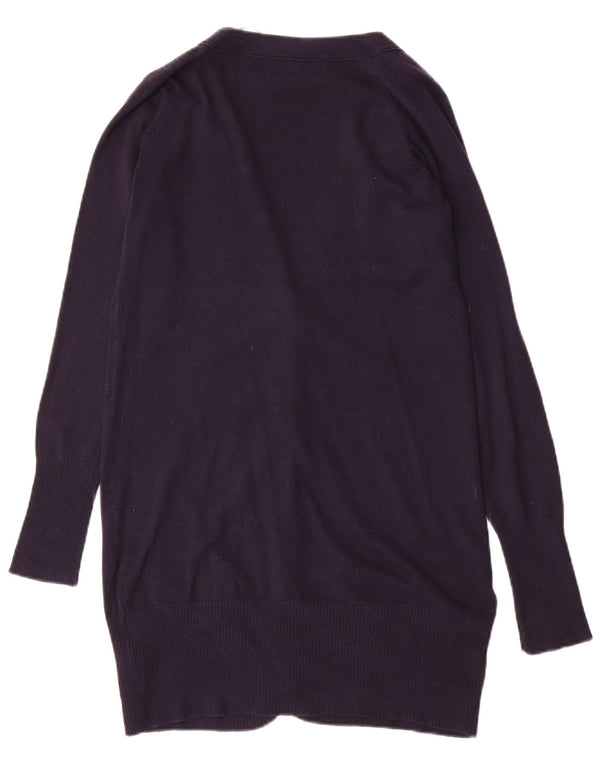 Zara Damen Longline-Cardigan-Pullover UK 14 Große marineblaue Baumwolle