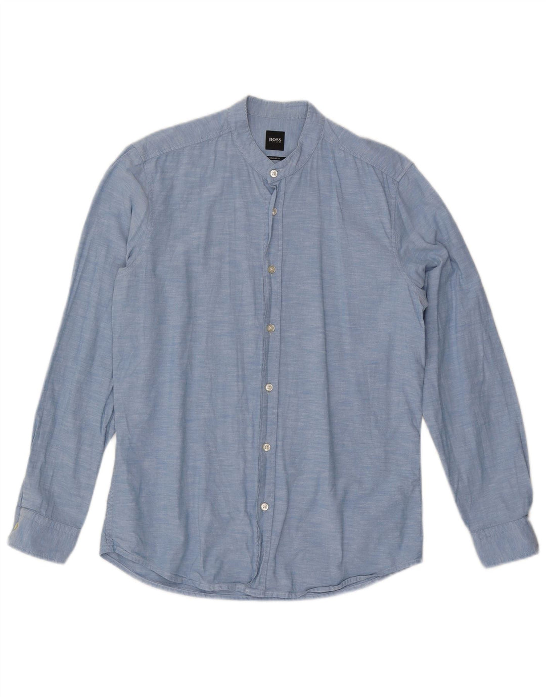 HUGO BOSS Herren-Hemd in normaler Passform aus mittelblauer Baumwolle