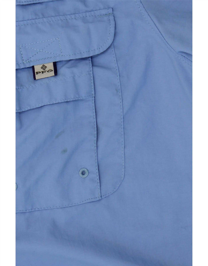 Columbia Damen Kurzarm-Overshirt-Hemd, groß, blaues Nylon