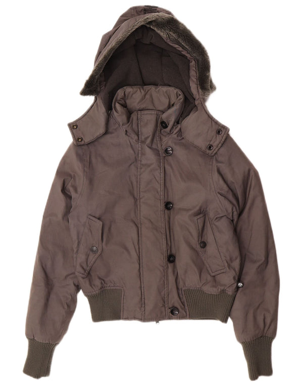 North Sails Damen Bomberjacke in Übergröße mit grafischer Kapuze, UK 6, XS, Grau