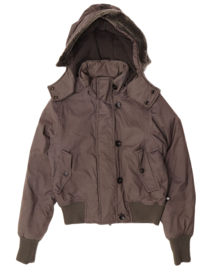 North Sails Damen Bomberjacke in Übergröße mit grafischer Kapuze, UK 6, XS, Grau
