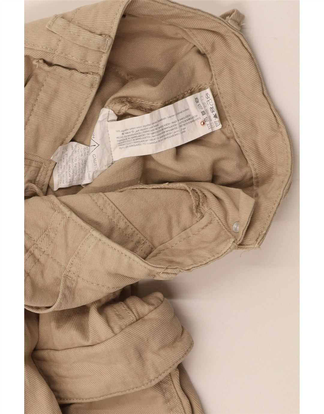 PULL & BEAR Womens Straight Cargo Trousers EU 34 2XS W24 L33 Beige Cotton