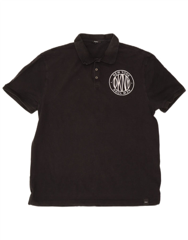 Dkny Herren New York Graphic Poloshirt Mittelschwarze Baumwolle