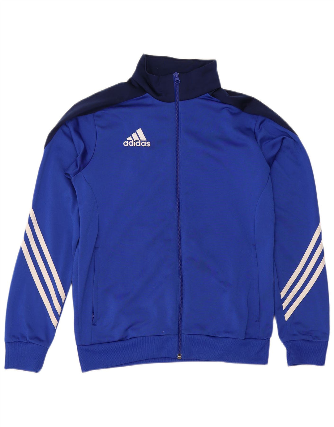 ADIDAS Jungen-Trainingsanzug-Top-Jacke, 13–14 Jahre, XL, blaues Farbblock-Polyester