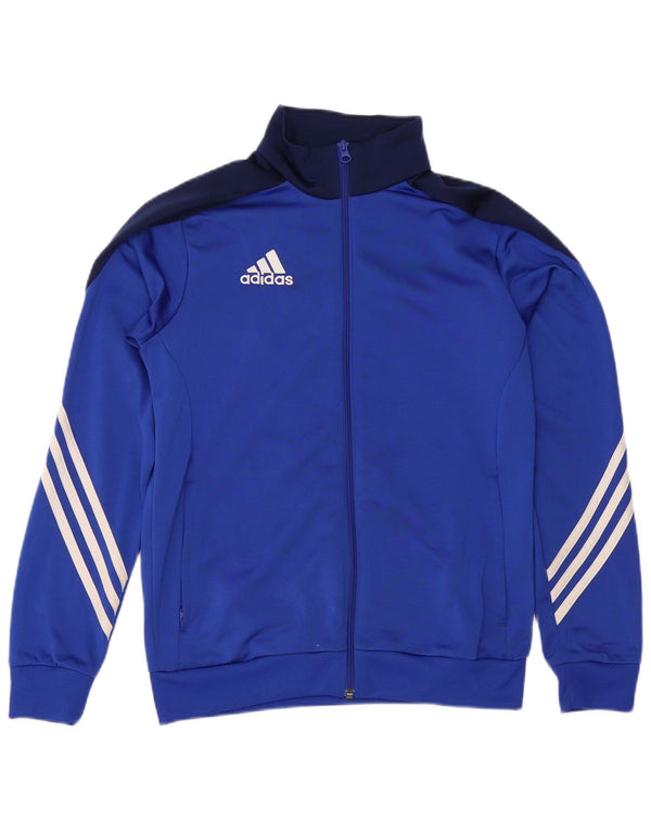 ADIDAS Jungen-Trainingsanzug-Top-Jacke, 13–14 Jahre, XL, blaues Farbblock-Polyester