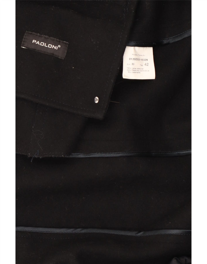 Paoloni Damen Blazer Jacke IT 42 Mittelschwarze Wolle