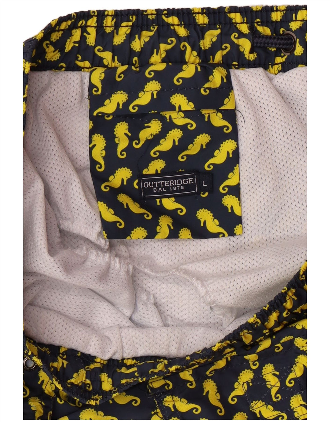 Gutteridge Herren-Badeshorts mit abstraktem Muster, groß, marineblau, Polyester