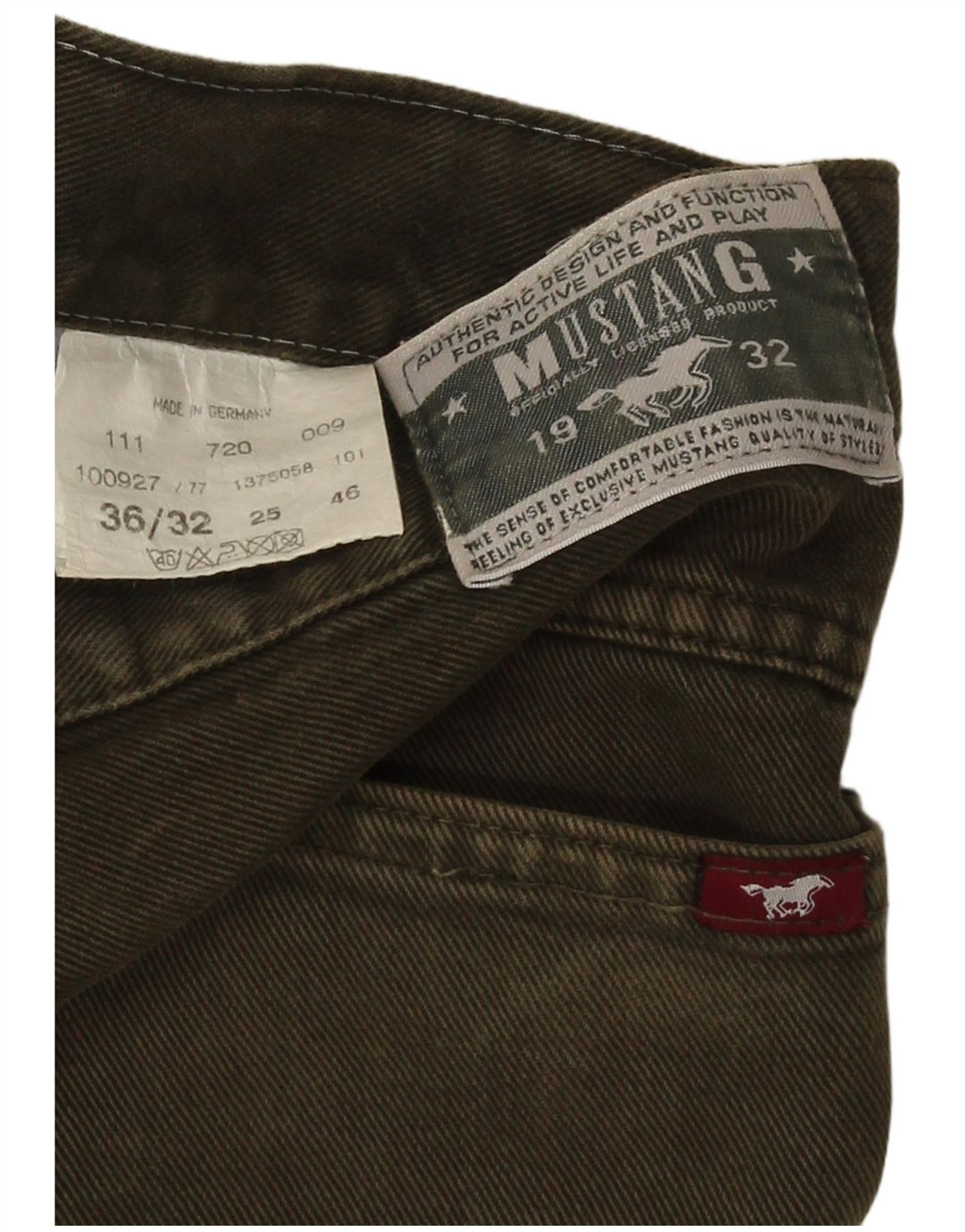Mustang Herren Straight Jeans W36 L32 Grüne Baumwolle